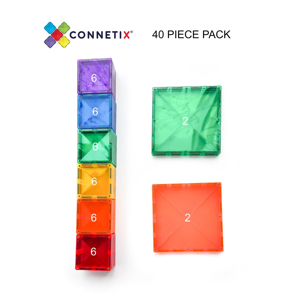 Tessere Magnetiche Traslucide - Set da 40 Connetix - Shop Millemamme