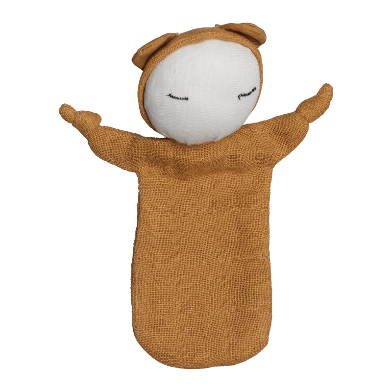 Bambola doudou in cotone biologico Cuddle Doll Ochre Fabelab - Shop Millemamme
