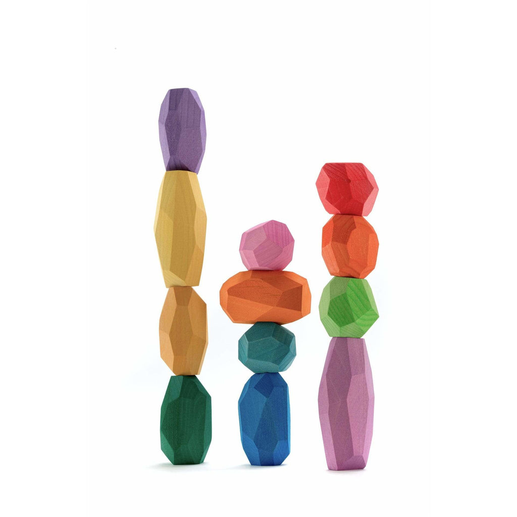 Sassi impilabili colorati in legno - set da 12 - Ocamora - Shop Millemamme