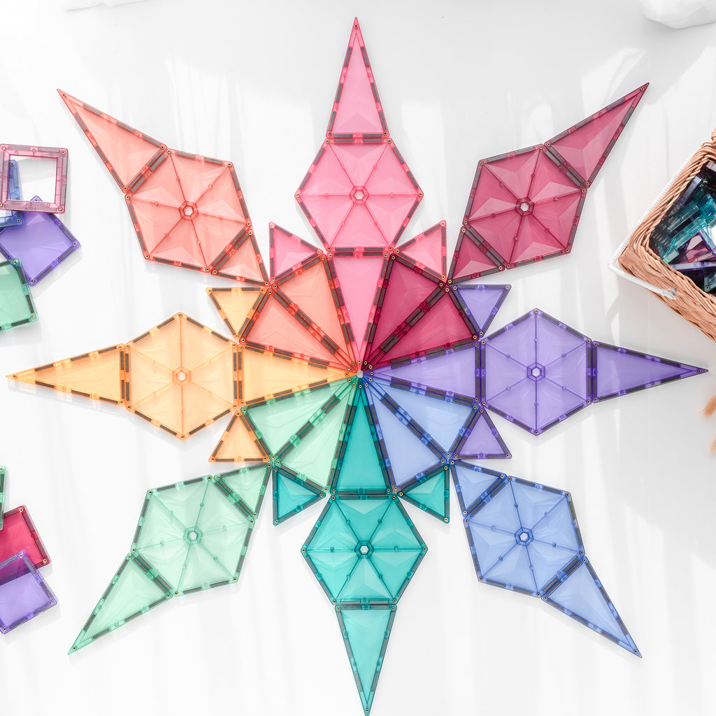 PRE-ORDINE Tessere Magnetiche Traslucide - Geometry Pack 40 pezzi - Colore Pastello - Connetix - Shop Millemamme
